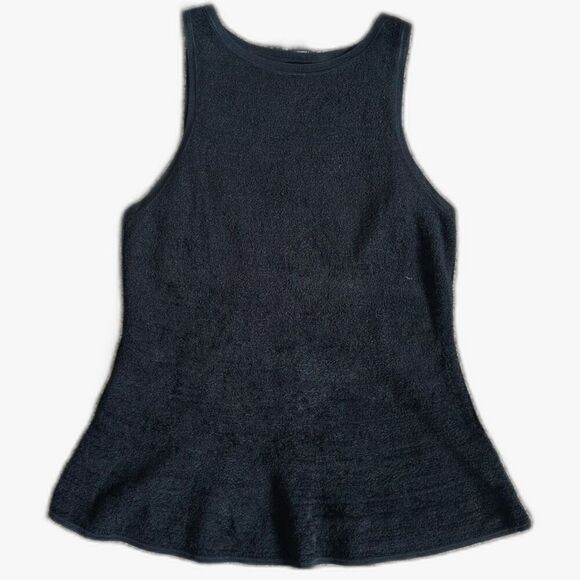 Theory Women's Cut Crew Neck Racer Back Peplum Texture Sleeveless Knit Top SZ M - Picture 6 of 10